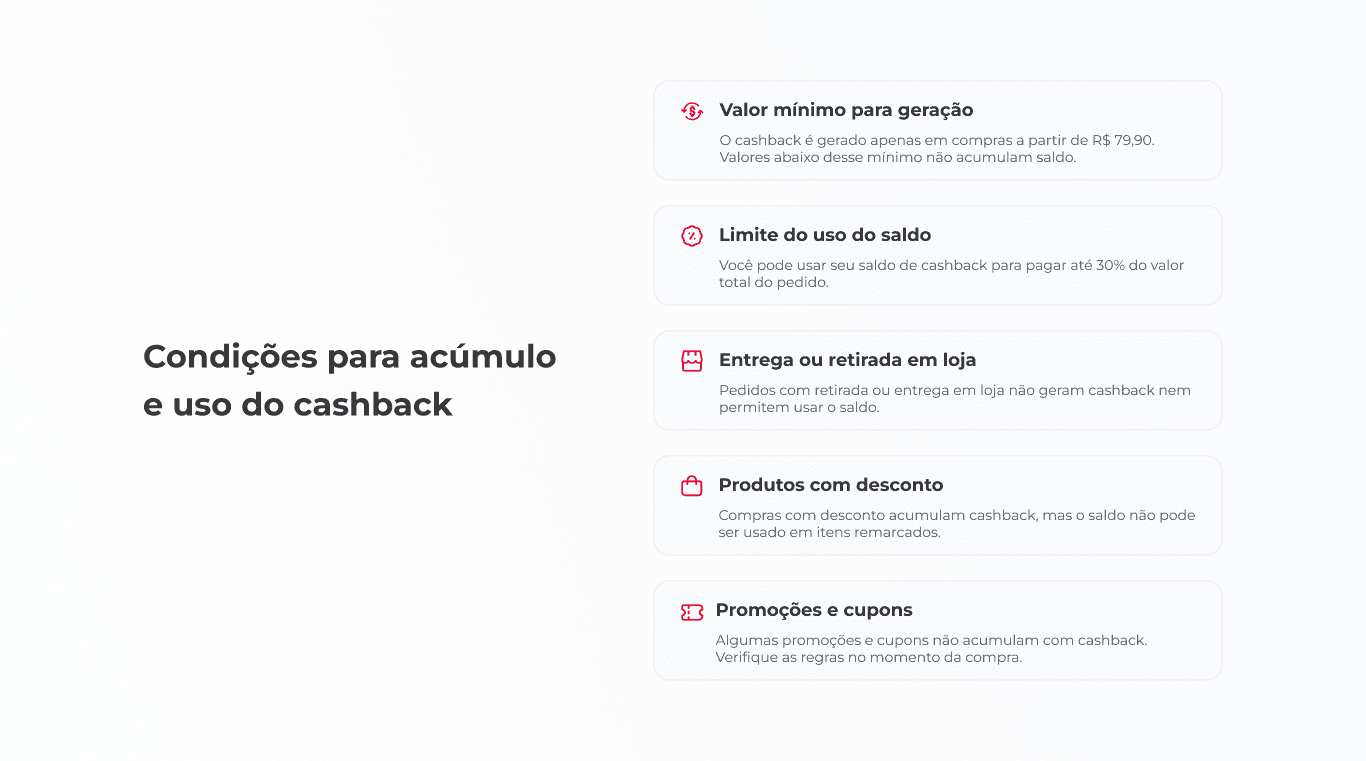 Condições para acúmulo e uso